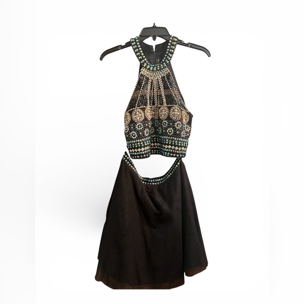 Embellished Halter Dress with Beaded Details